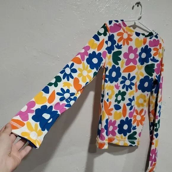 Hanna Andersson Print Rashguard Top in Colorful 70s Floral Size 12 - Picture 5 of 7